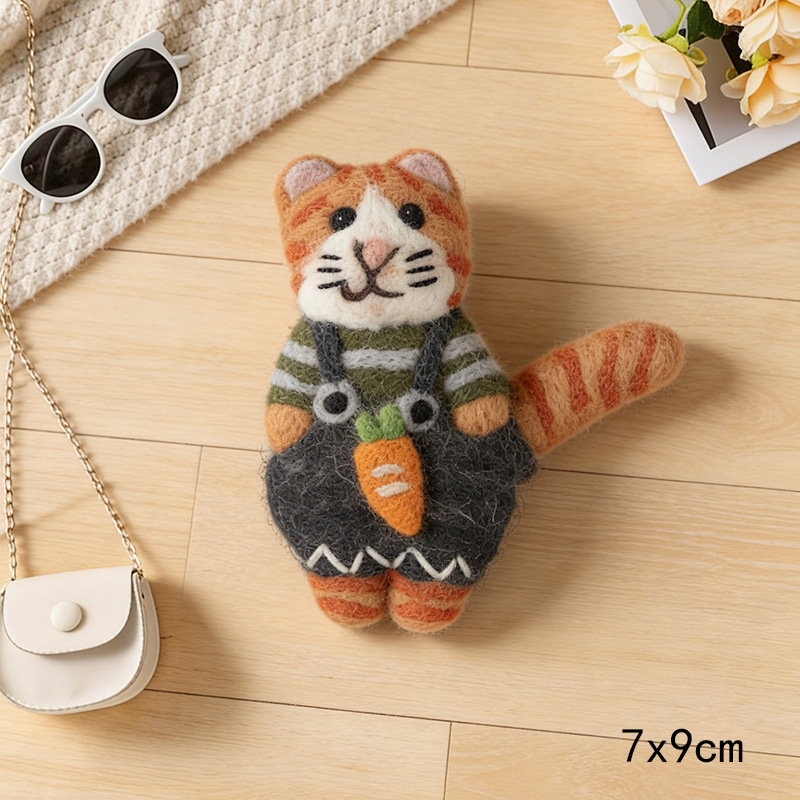 Handmade Wool Felt Cute Cat Doll Ornament Fashion Accessory