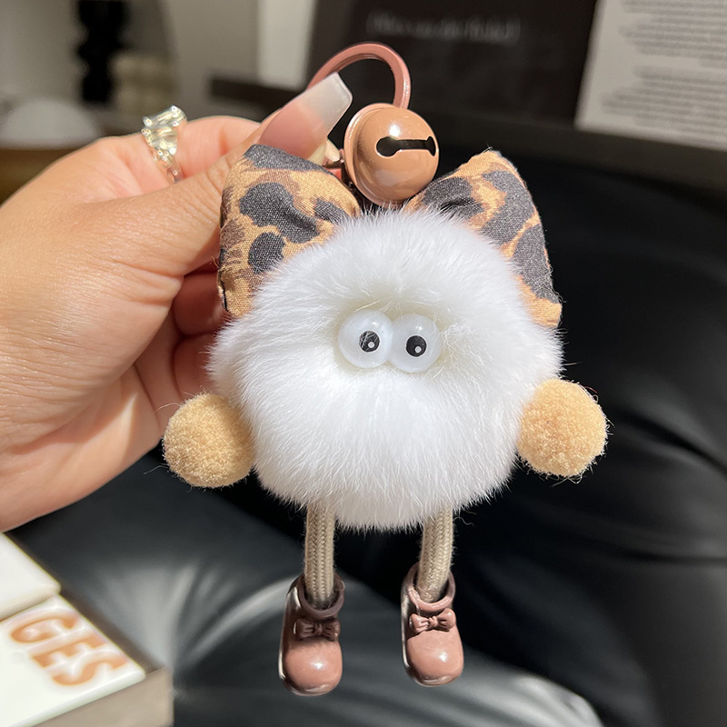 Imitation Rex Rabbit Fur Cute Little Briquettes Bag Pendant School Bag Exquisite Doll Pendant Cartoon Doll Car Keychain