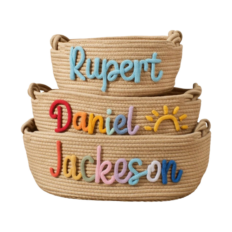 Etsy Programmable Name Cute Style Cotton Rope Storage Basket Children'S Toy Book Storage Basket Oval Bottom Gift Basket