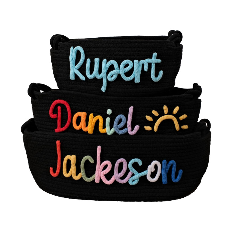 Etsy Programmable Name Cute Style Cotton Rope Storage Basket Children'S Toy Book Storage Basket Oval Bottom Gift Basket