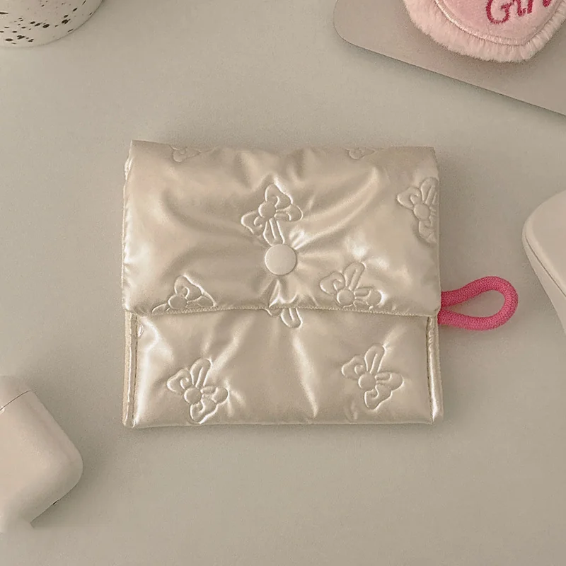 Ins Style Niche Cosmetic Bag Mini Portable Storage Pouch Cute Handheld Coin & Sanitary Napkin Bag for Women