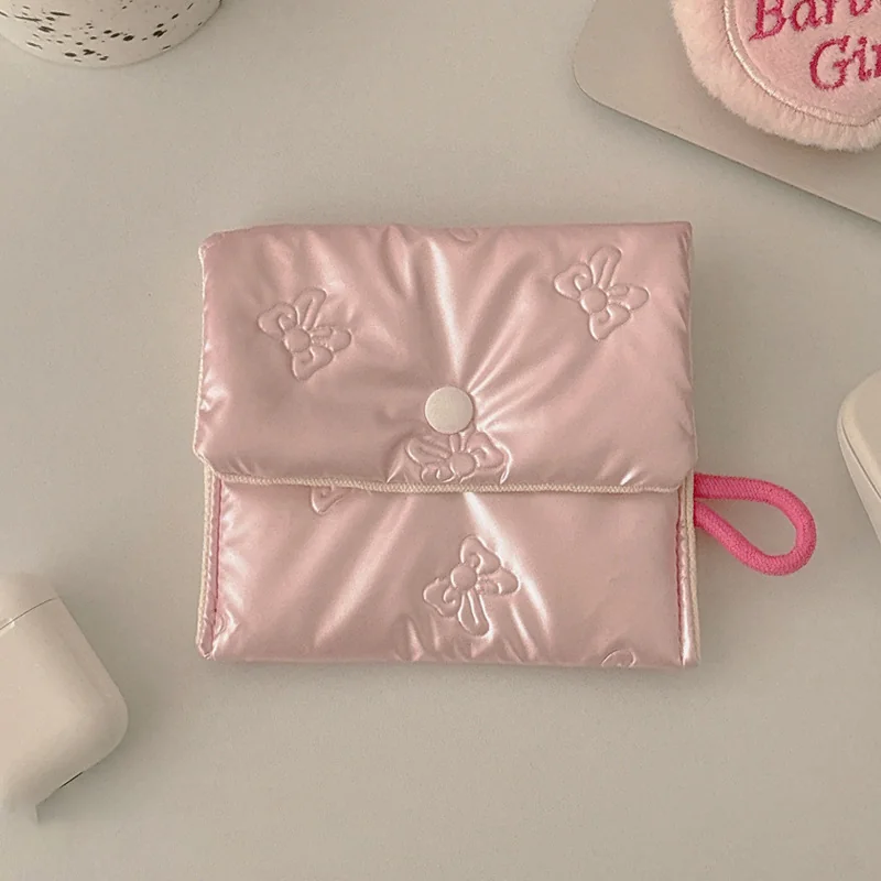Ins Style Niche Cosmetic Bag Mini Portable Storage Pouch Cute Handheld Coin & Sanitary Napkin Bag for Women