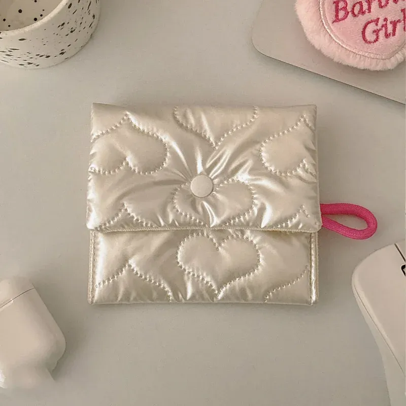 Ins Style Niche Cosmetic Bag Mini Portable Storage Pouch Cute Handheld Coin & Sanitary Napkin Bag for Women