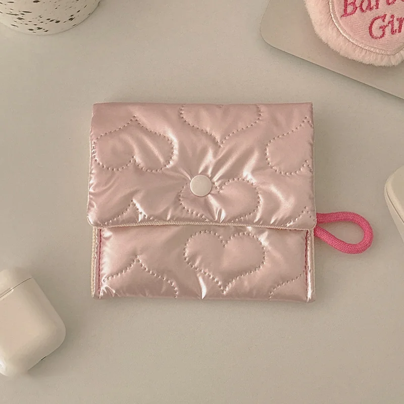 Ins Style Niche Cosmetic Bag Mini Portable Storage Pouch Cute Handheld Coin & Sanitary Napkin Bag for Women