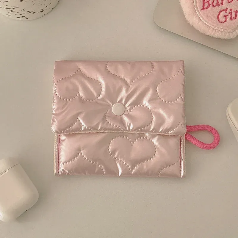 Ins Style Niche Cosmetic Bag Mini Portable Storage Pouch Cute Handheld Coin & Sanitary Napkin Bag for Women