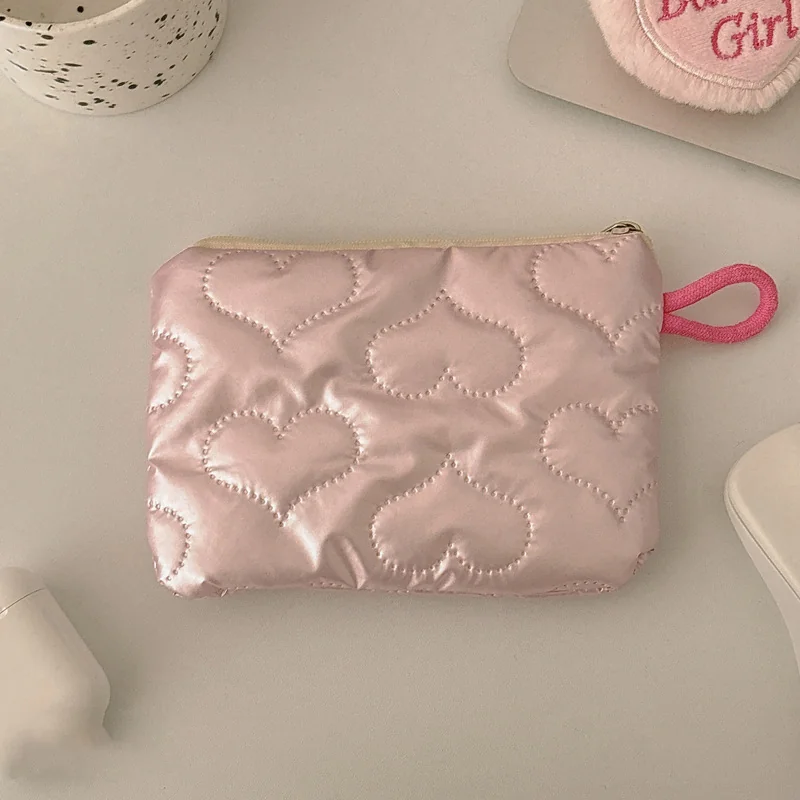 Ins Style Niche Cosmetic Bag Mini Portable Storage Pouch Cute Handheld Coin & Sanitary Napkin Bag for Women