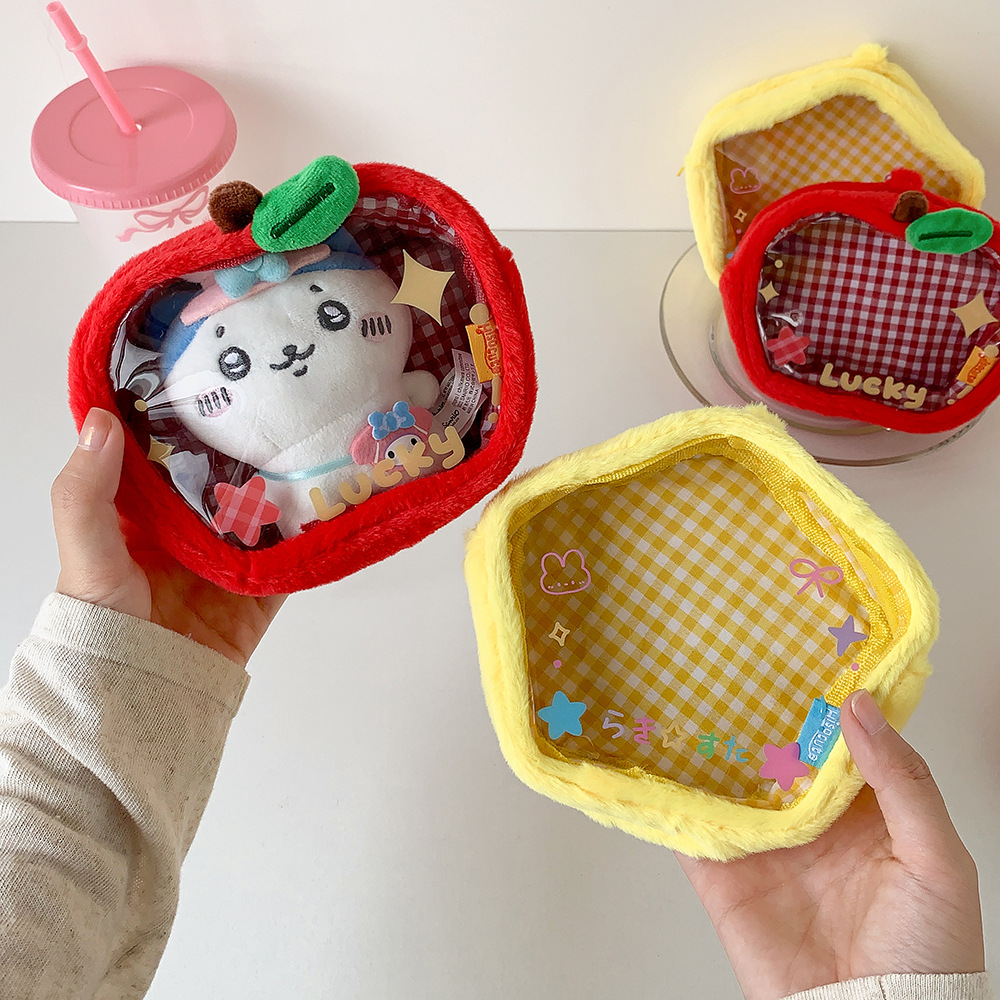 Korean Ins Style Plush Ita Bag Mini Doll Bag Cute Small Pouch for Doll Storage & Hanging Apple Shaped Bag for Students
