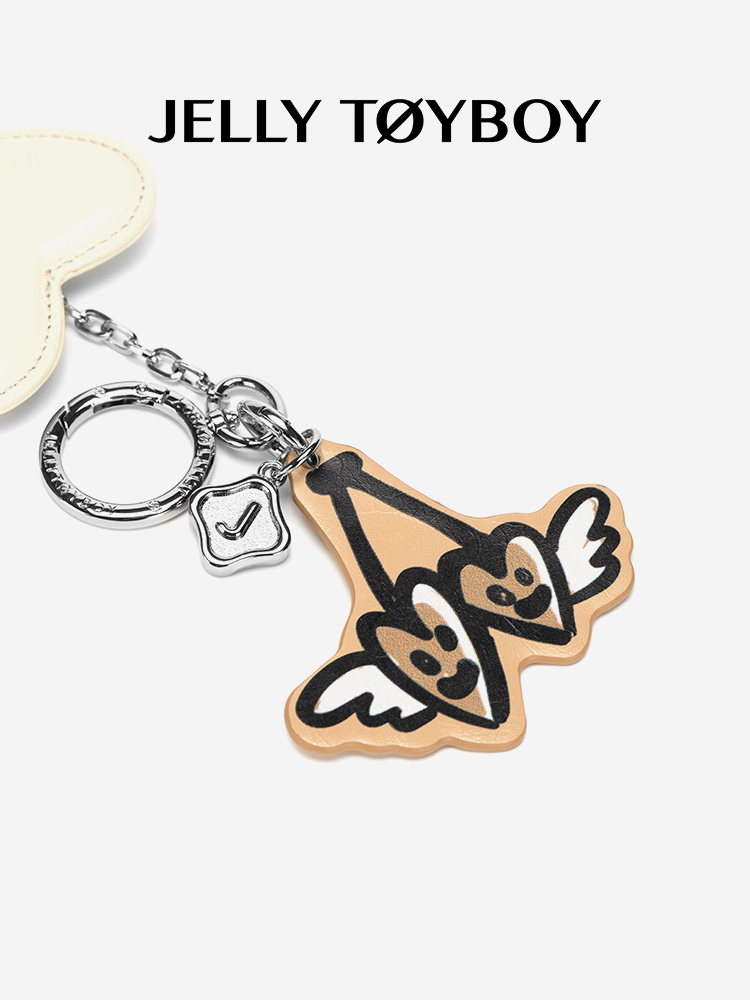 Double Winged Heart Keychain – Playful Leather Charm