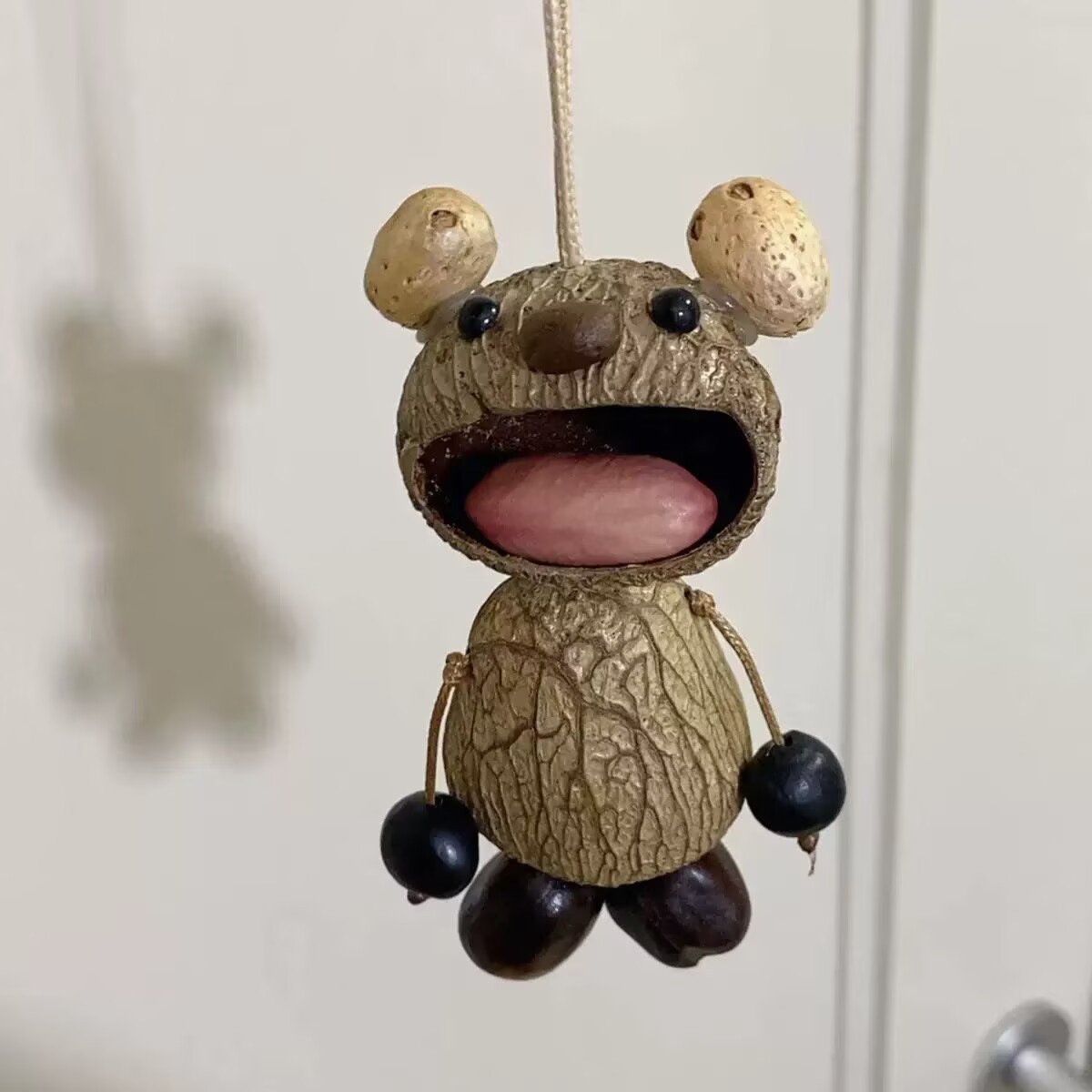 Nutshell Doll Glasses Bear Rattle Fruit Hanging Bell Bodhi Seed String Bag Pendant Sound Therapy Hand Rattle Gift