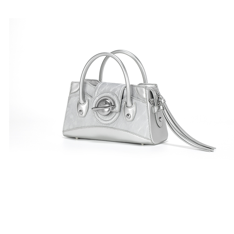 Infinite Cosmos Series | Galaxy Cruiser Bag – Structured Satchel in Mirror Silver 