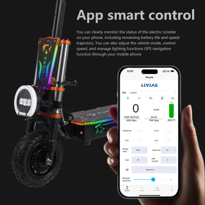 RD1 6000W Dual Motor Electric Scooter 60V 43Ah High Capacity Battery with a Range of Up to 75 Miles 11-Inch off-road Tires