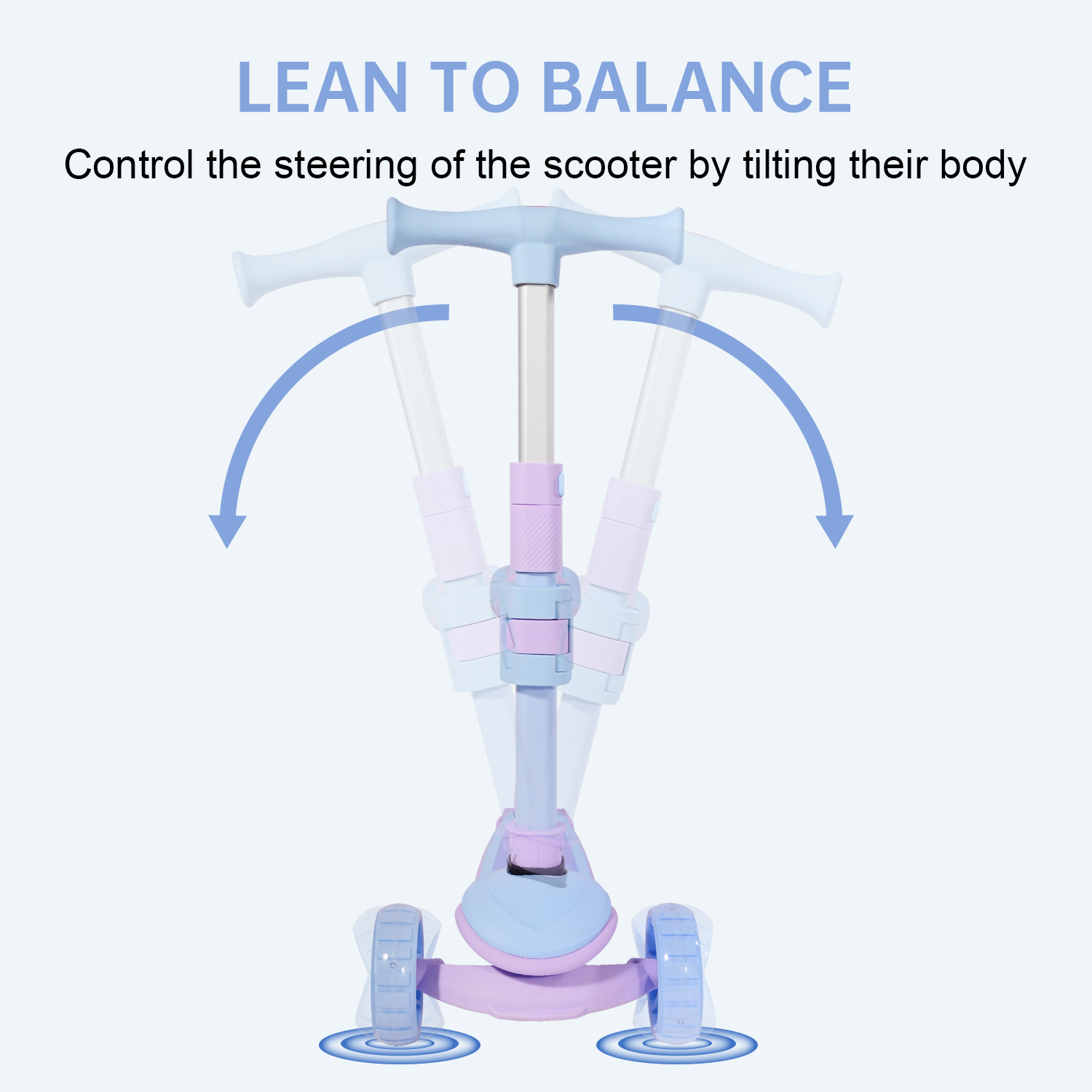 Reddydy Toddler to Teen Scooter Safety Adjustable Handlebar Lean to Steer Balance Bike Wide Anti-Slip Board