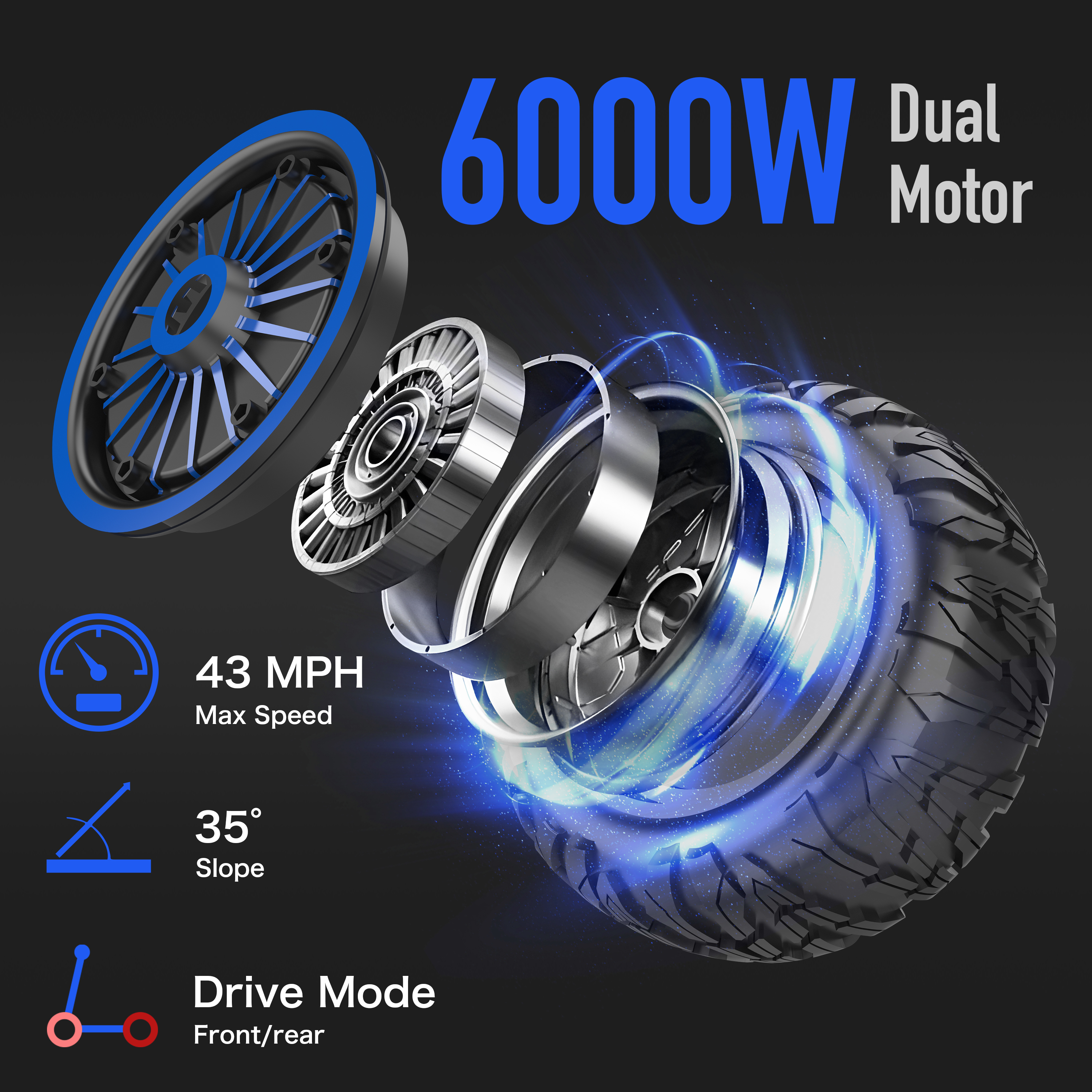 Reddydy JL80 Off-Road Electric Scooter 6000W Dual Motor Up to 50 miles of range 12-Inch Tires