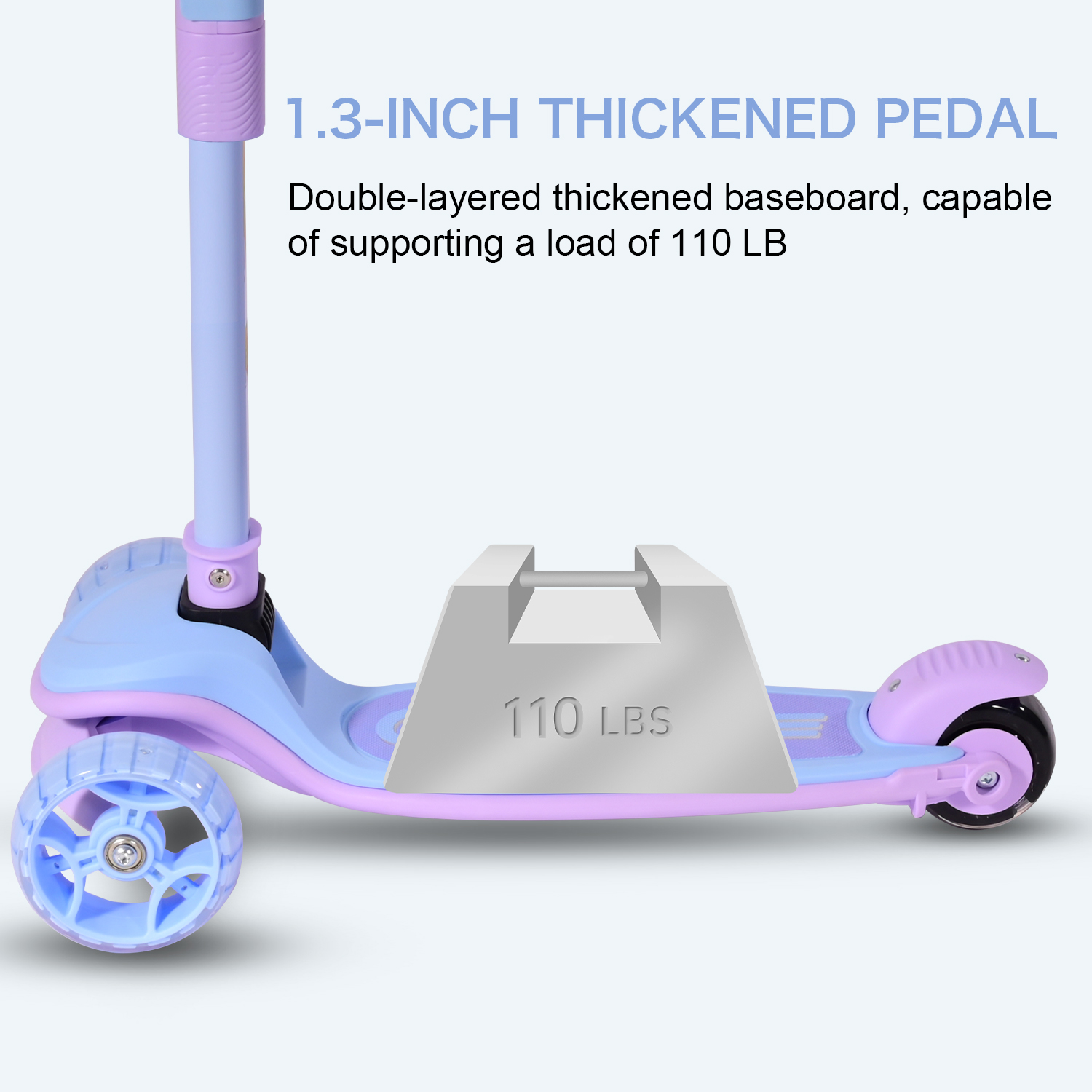 Reddydy Toddler to Teen Scooter Safety Adjustable Handlebar Lean to Steer Balance Bike Wide Anti-Slip Board