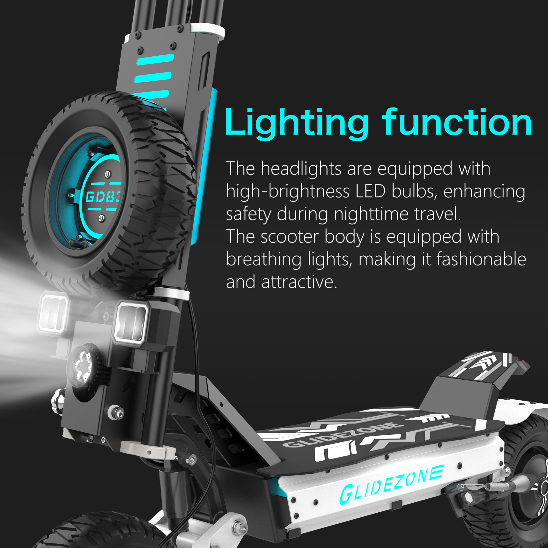 Reddydy GD83 Electric Scooter,50MPH High Speed & 60 Miles Range,Dual Motor, 60V 30Ah Battery