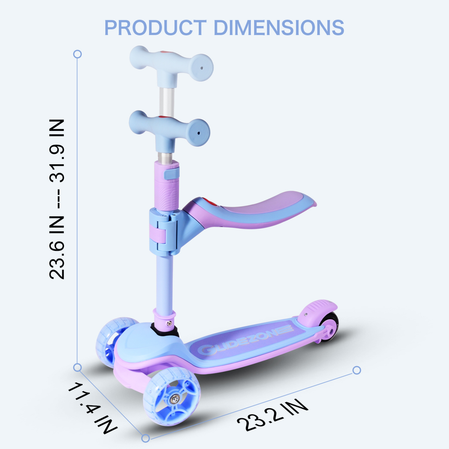 Reddydy Toddler to Teen Scooter Safety Adjustable Handlebar Lean to Steer Balance Bike Wide Anti-Slip Board