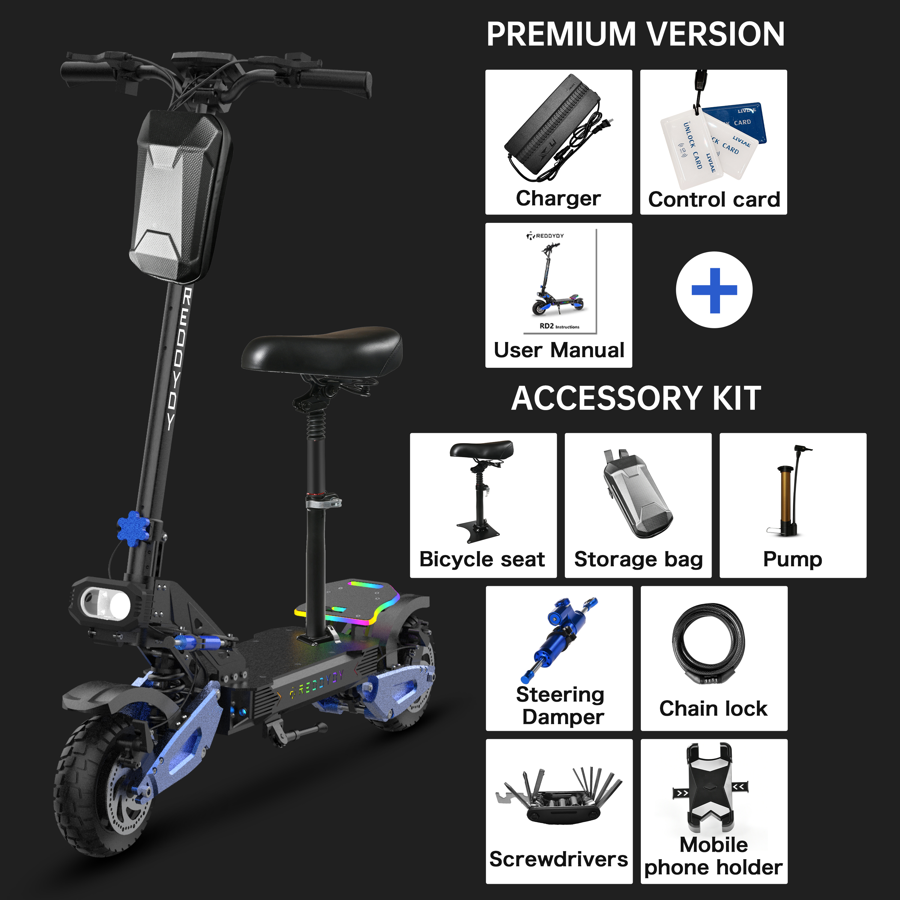 REDDYDY RD2 5000W Dual MotorOff-Road Electric Scooter for Adults - 50