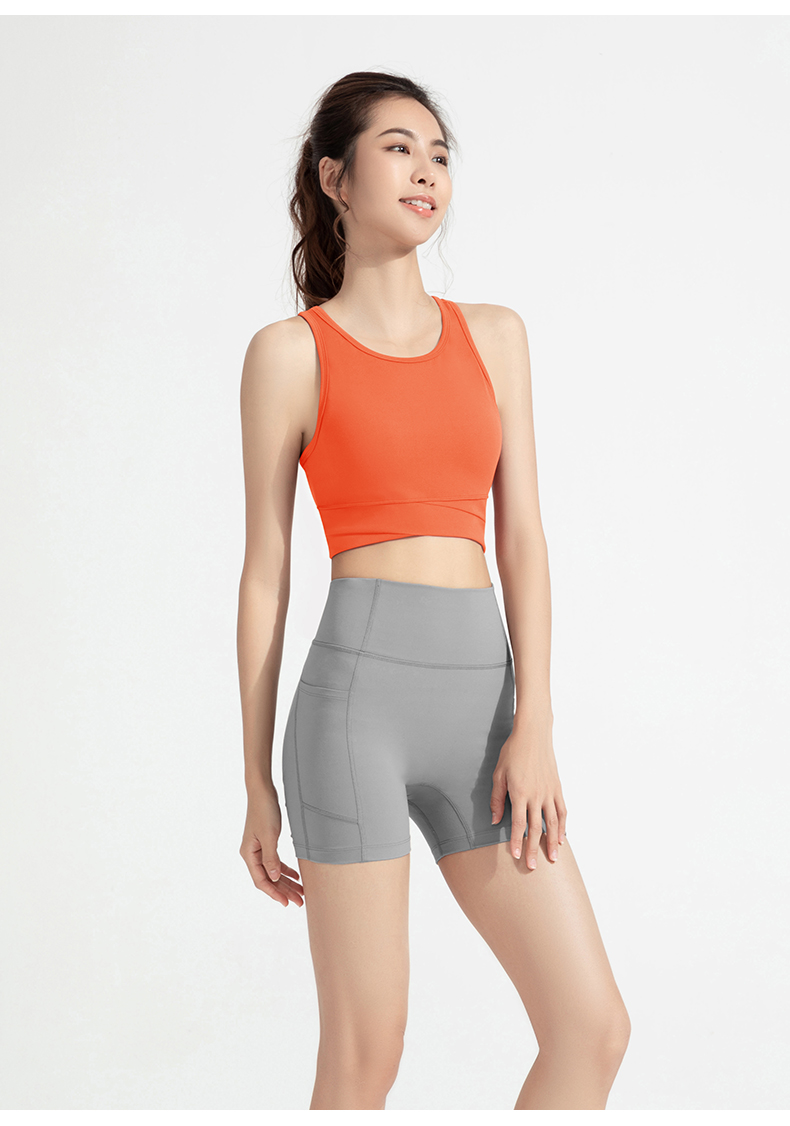 Women's Yellow Crop Tank Top & Gray High - Waisted Shorts Set - Activewear for Yoga, Fitness