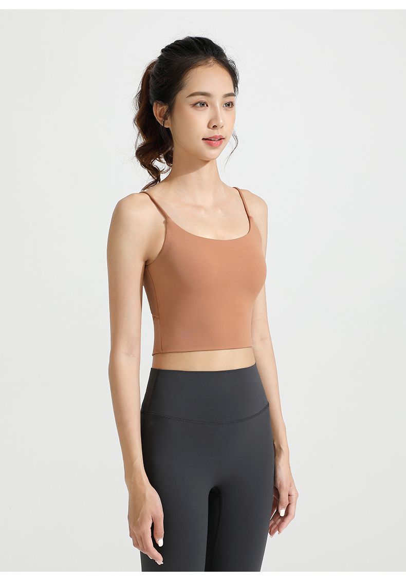 Women's Orange Spaghetti Strap Crop Tank Top - Athletic Camisole for Yoga & Fitness