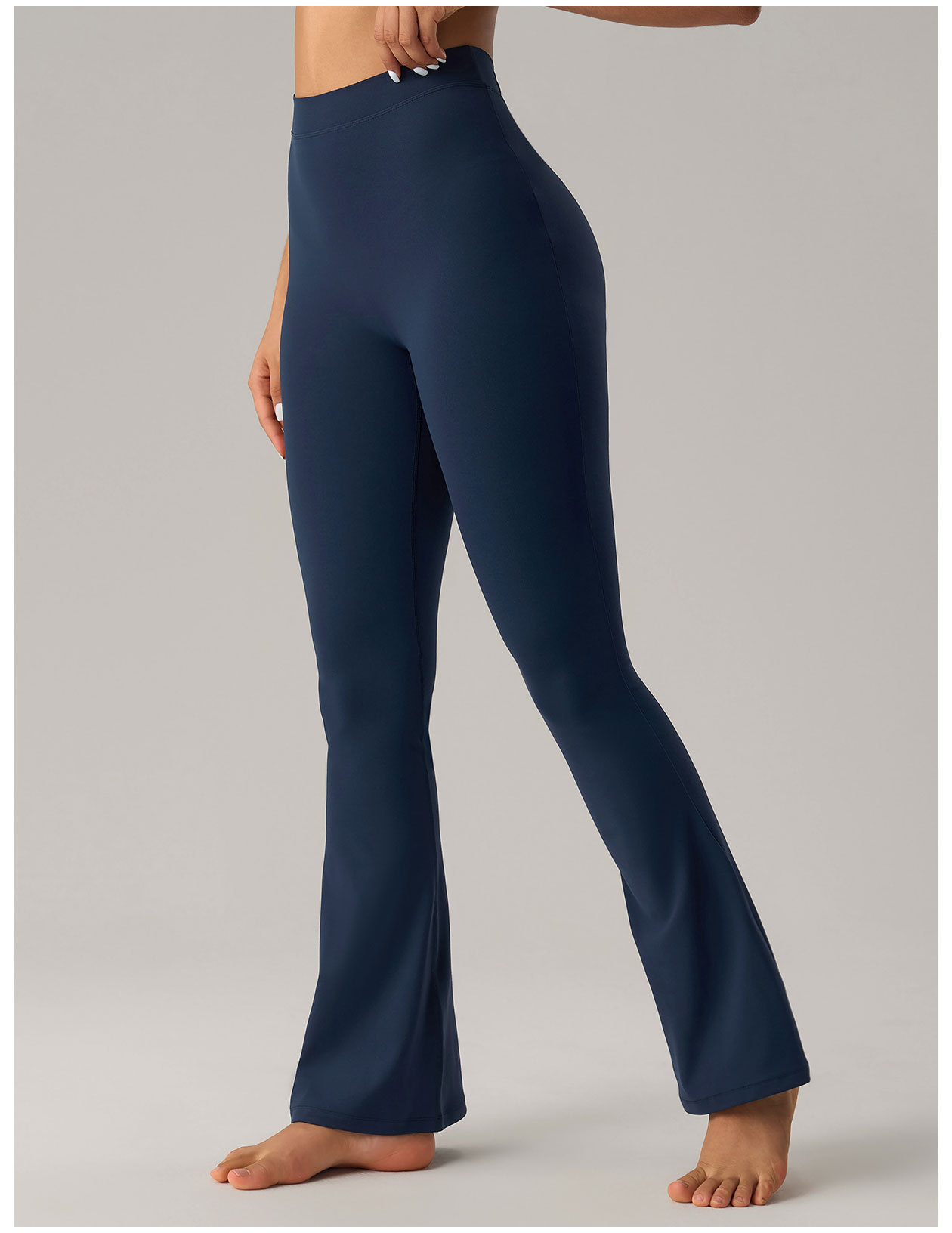 Women's Blue Flared Yoga Pants, High - Waisted & Stretchy