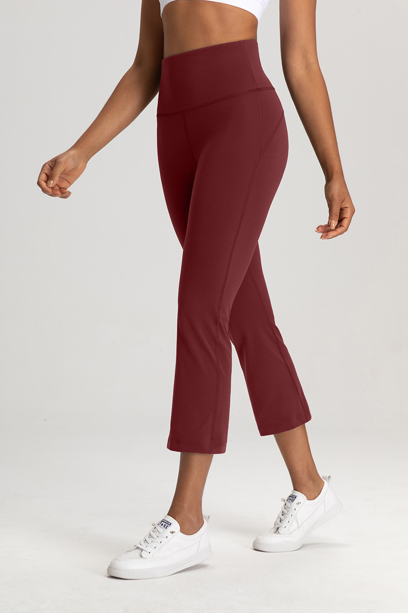 Women's High - Waisted Sage Green Cropped Flare Yoga Pants, Capri Leggings