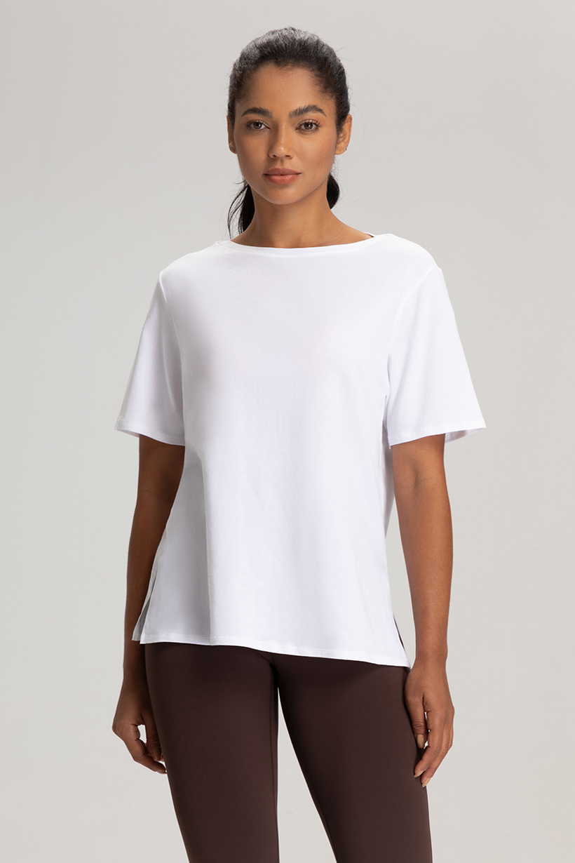 Women's Loose Fit Short Sleeve Tee - Light Blue Casual & Sporty Top for Daily Life