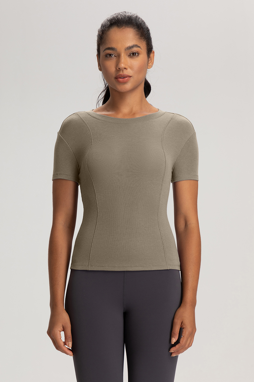 Women's Form - Fitting Short - Sleeve Workout Top, Purple Athletic Yoga Shirt