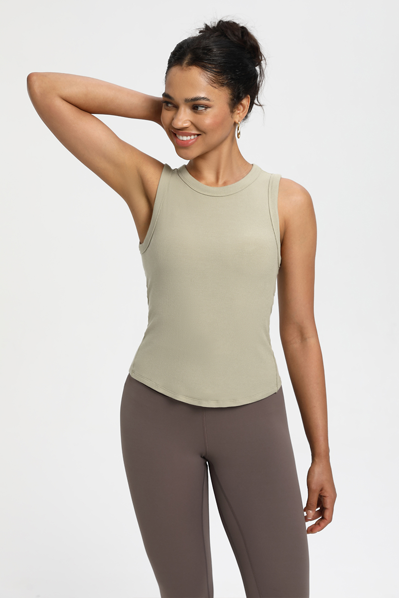 Women's Sleeveless Contrast Trim Tank Top - Ribbed, Slim Fit Athletic & Casual Wear