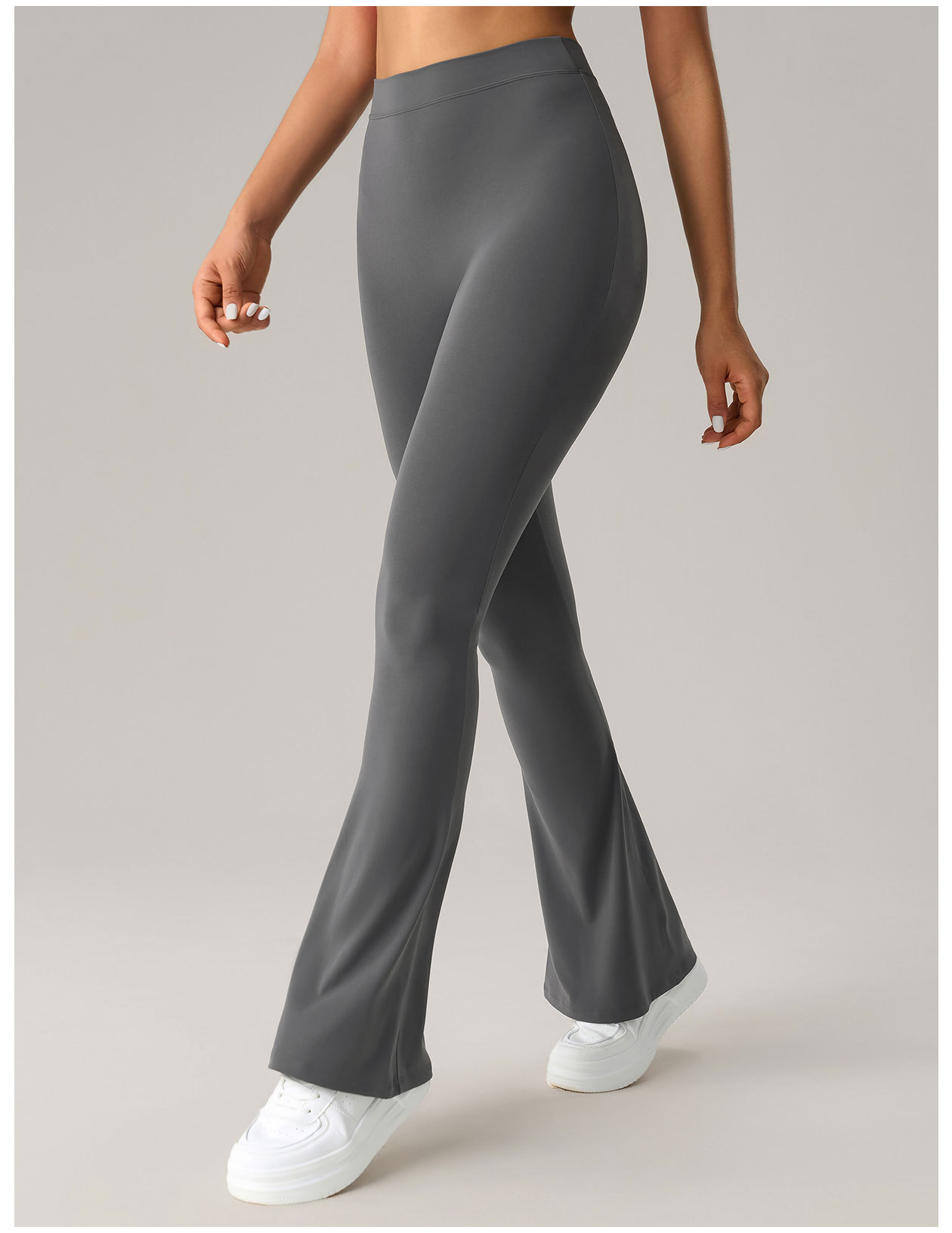 Women's Blue Flared Yoga Pants, High - Waisted & Stretchy