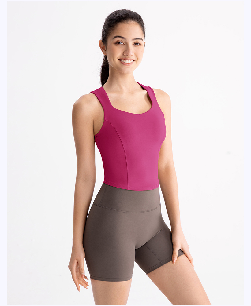 Women's Nude Brown Tank Top & Gray High-Waisted Biker Shorts Set, Naked-Feeling Shaping Activewear