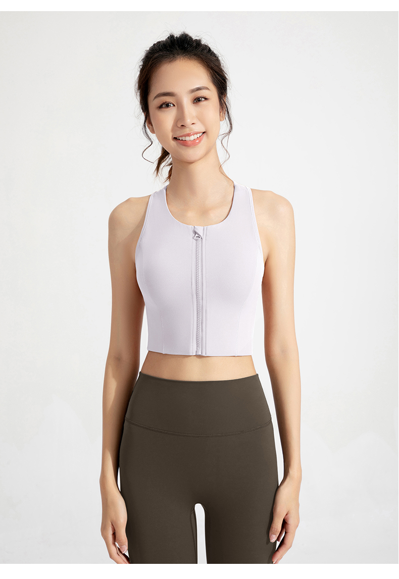 Women's Zip - Front Crop Sports Bra - Wine Red Athletic Bra for Yoga & Fitness