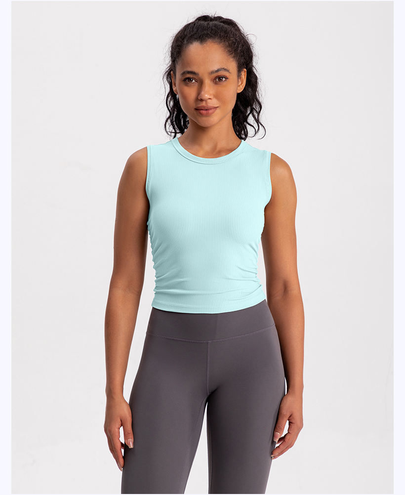 Women's Ribbed Sleeveless Crop Top - Khaki Athletic Tank for Yoga, Gym & Everyday Wear