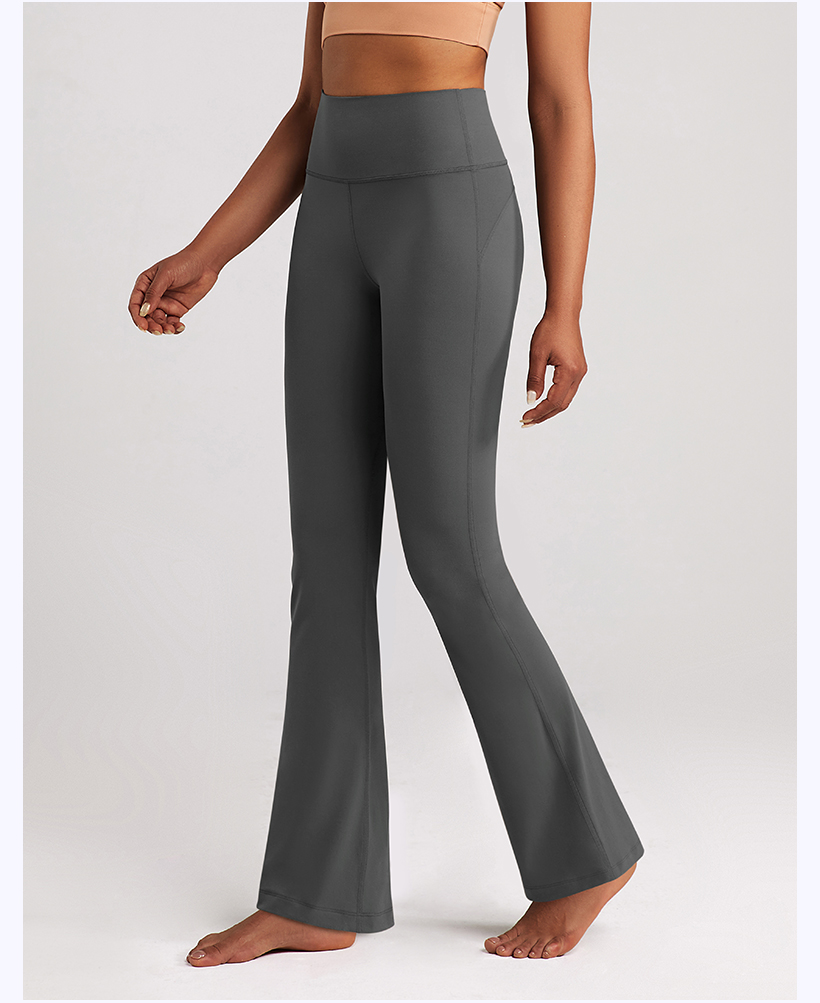Women's High - Waisted Gray Flare Yoga Pants, Tummy - Control & Bootcut