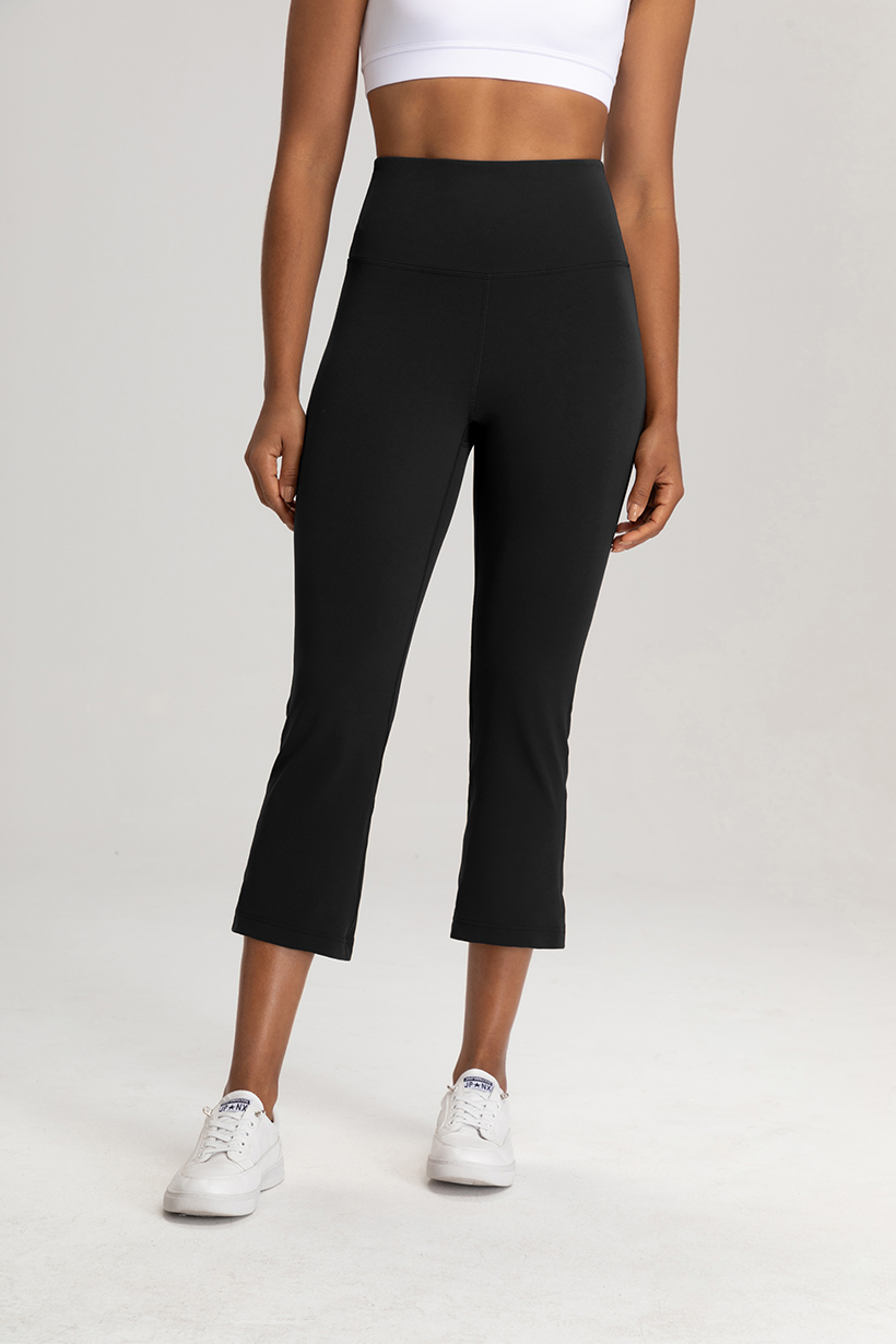 Women's High - Waisted Sage Green Cropped Flare Yoga Pants, Capri Leggings