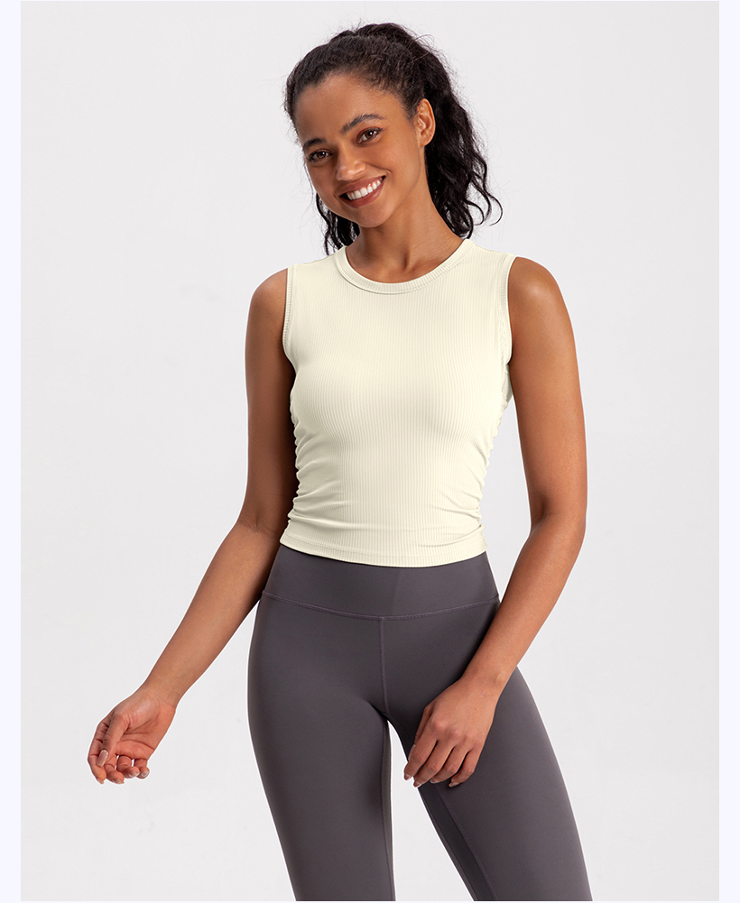 Women's Ribbed Sleeveless Crop Top - Khaki Athletic Tank for Yoga, Gym & Everyday Wear