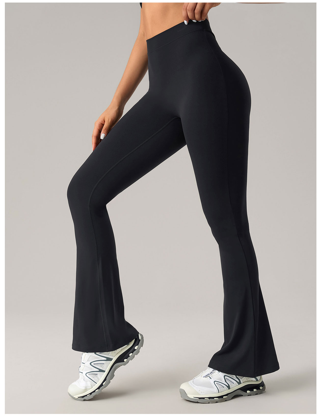 Women's Blue Flared Yoga Pants, High - Waisted & Stretchy