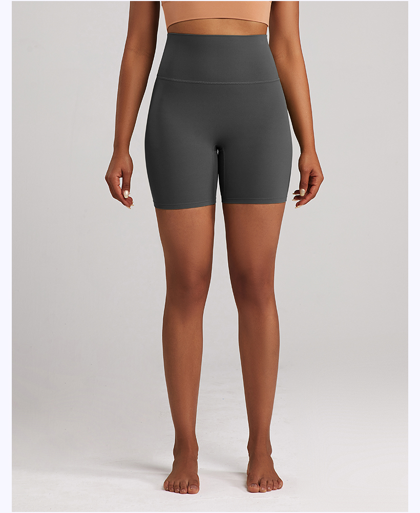 Women's Dark Gray High - Waisted Biker Shorts, Yoga & Workout