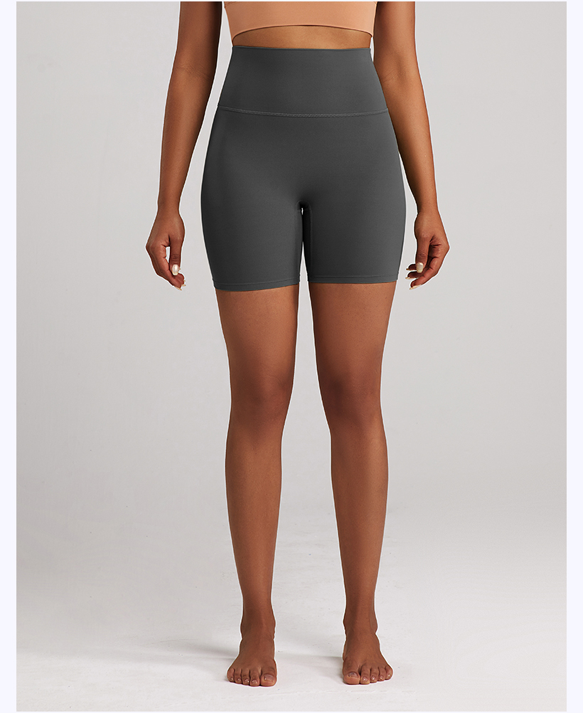 Women's Dark Gray High - Waisted Biker Shorts, Yoga & Workout