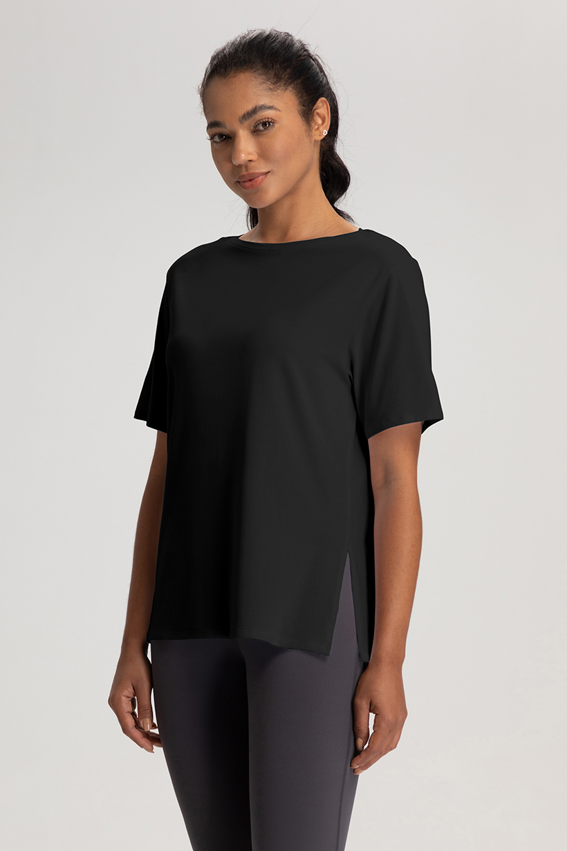 Women's Loose Fit Short Sleeve Tee - Light Blue Casual & Sporty Top for Daily Life