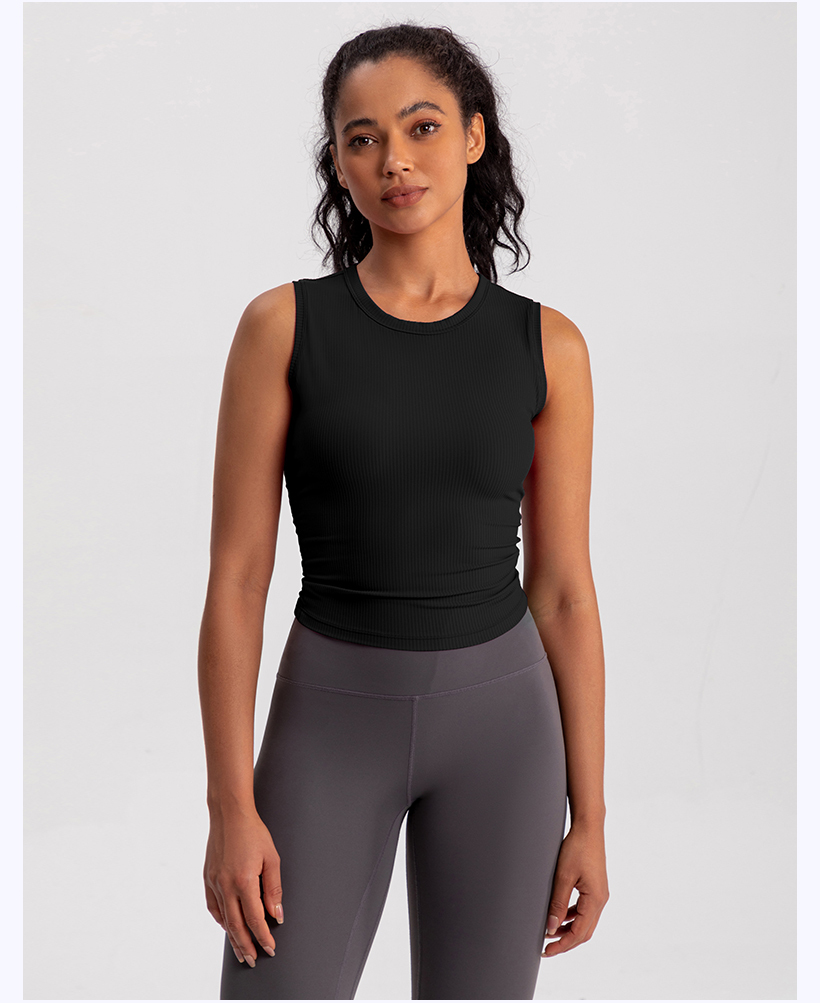 Women's Ribbed Sleeveless Crop Top - Khaki Athletic Tank for Yoga, Gym & Everyday Wear