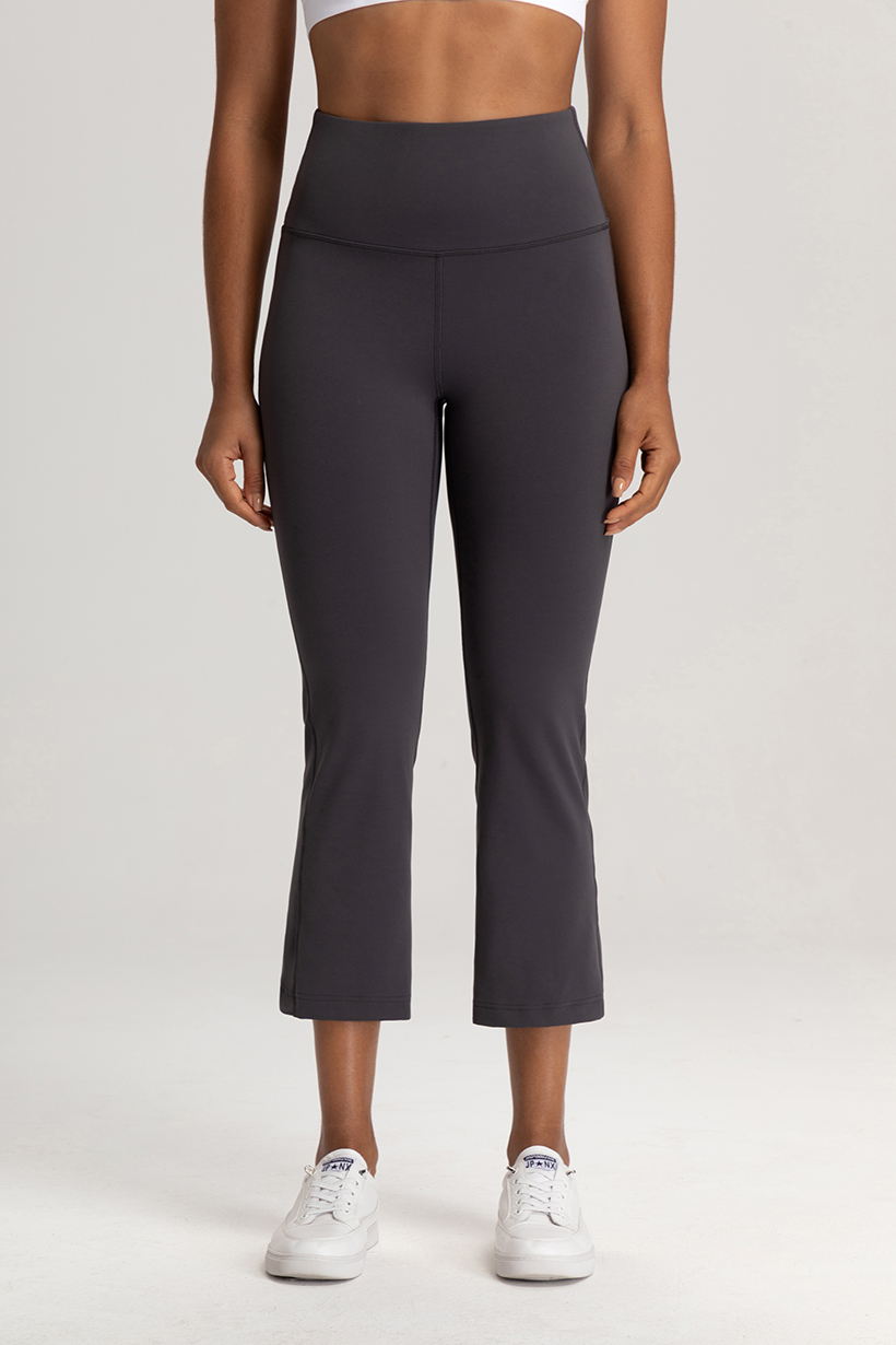 Women's High - Waisted Sage Green Cropped Flare Yoga Pants, Capri Leggings