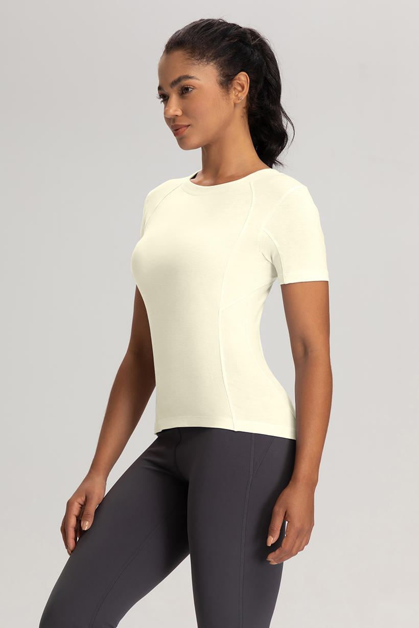 Women's Light Blue Short - Sleeve Athletic Top, Yoga & Workout Shirt