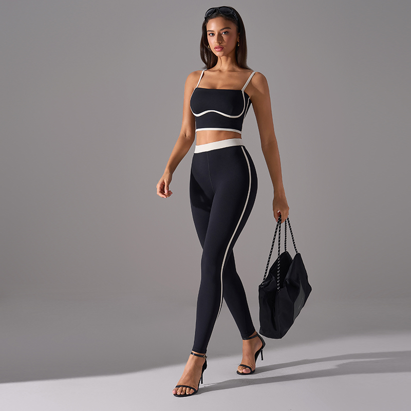 Women's Pink Sports Set - Strapless Crop Top & Split Skirt Two - Piece Outfit