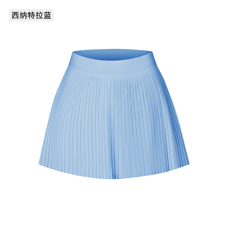 Women's Light Blue Pleated Tennis Skirt with Shorts Lining and Pockets