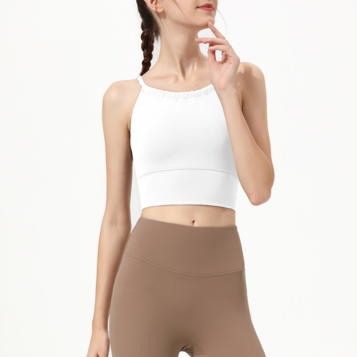 Women's Criss - Cross Back Strappy Sports Bra - Blue Yoga Bra for Workout