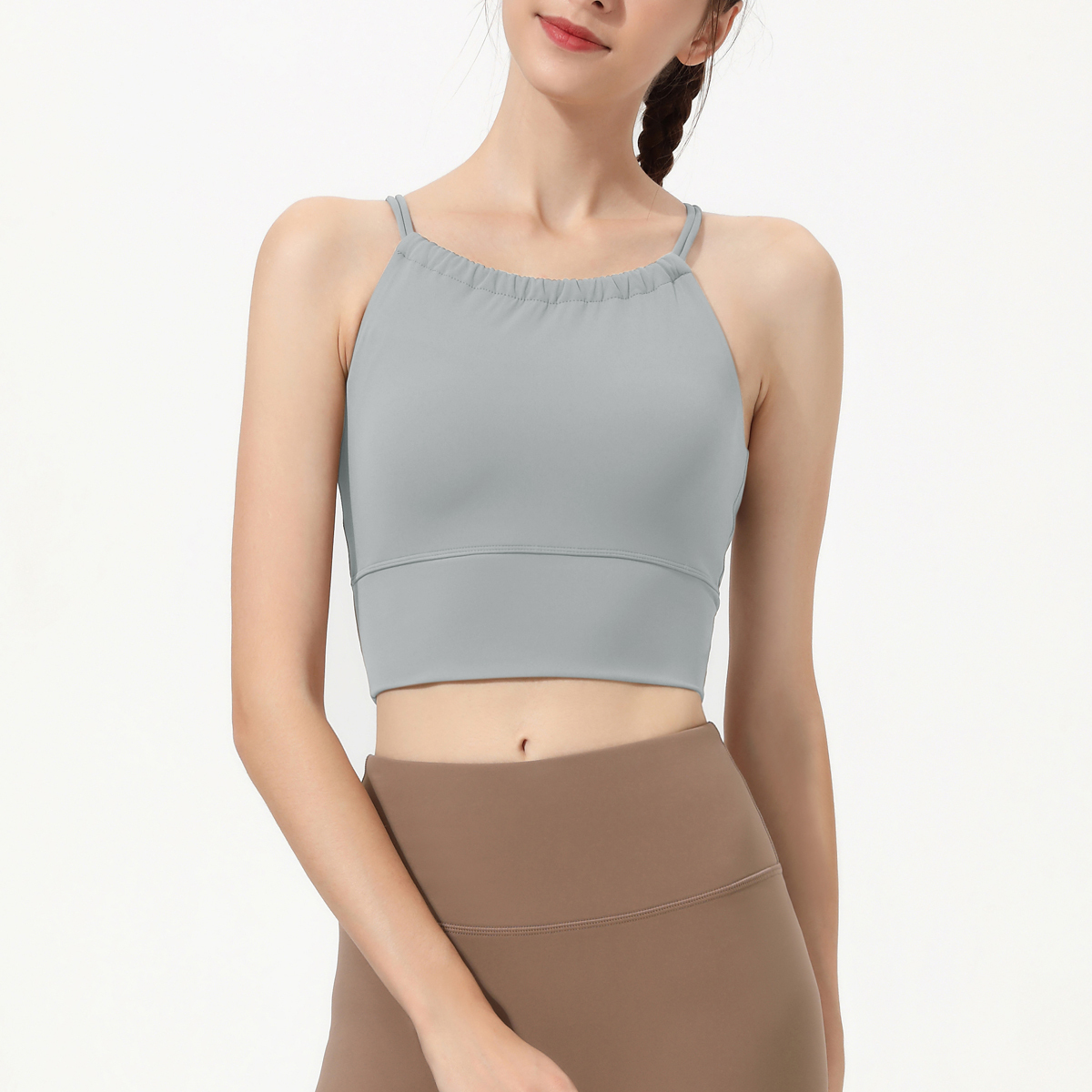 Women's Criss - Cross Back Strappy Sports Bra - Blue Yoga Bra for Workout