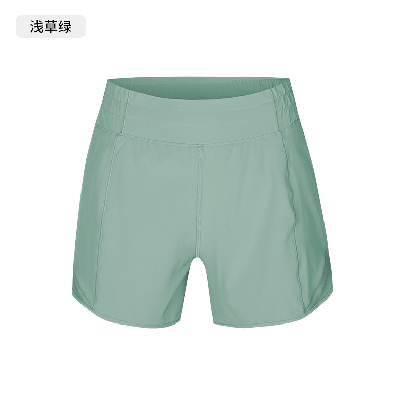 Women's High - Waisted Bright Yellow Running Shorts, Mesh Panel Athletic Gym Shorts