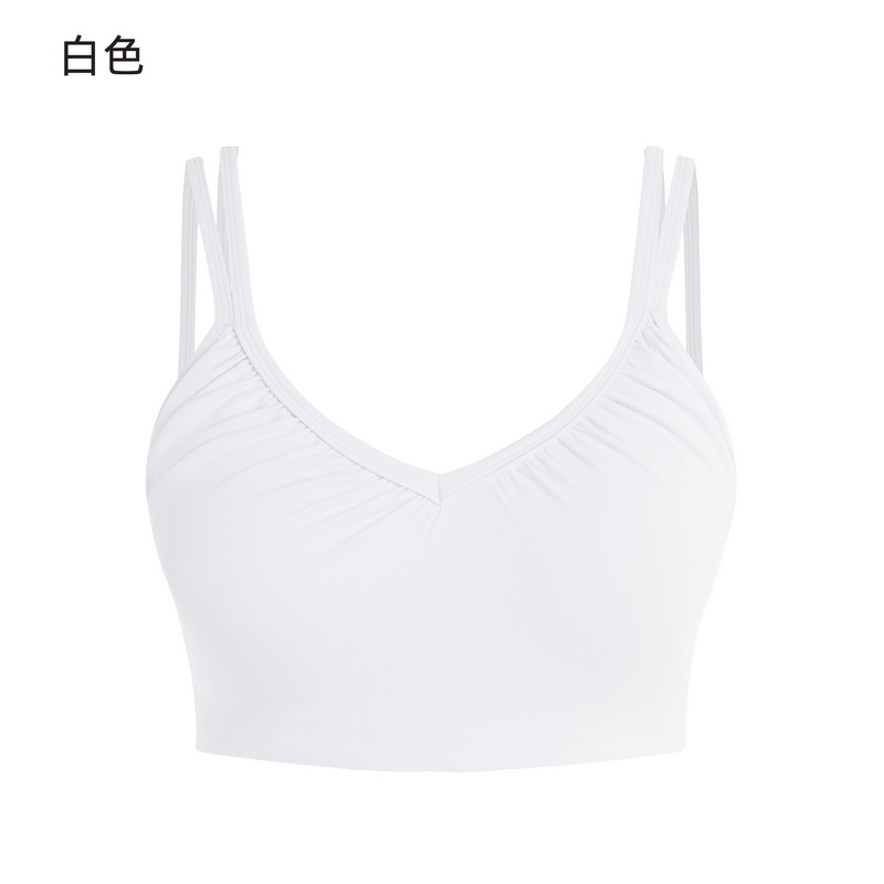 Women's Light Blue V-Neck Sports Bra - Padded Seamless Yoga Bra with Adjustable Straps for Workout, Fitness, and Everyday Wear