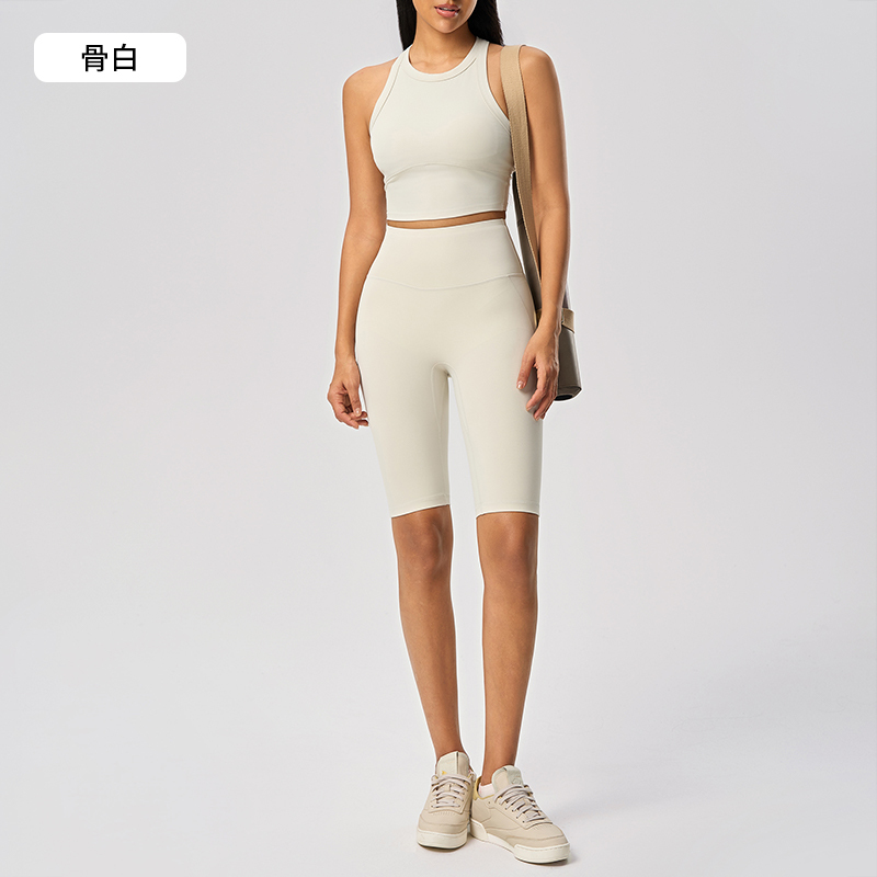 Women's Blue Crop Tank Top & Knee - Length Leggings Set, Workout & Yoga Outfit