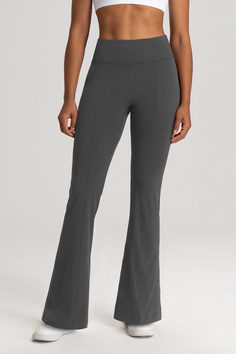 Women's High - Waisted Navy Blue Flare Yoga Pants with Pockets, Bootcut Leggings